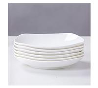 Tiiiopkvvv Juego de 6 platos llanos de cocina para platos, plato de aperitivo, ensalada y postre, apto para microondas y lavavajillas (blanco) (tamaño: 7 pulgadas) ()