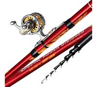 Tiiiopkvvv Kit de caña de pescar, carrete de fibra de carbono, caña telescópica para adultos, agua salada, agua dulce, viajes, combos de pesca (tamaño: 6,2-7,2 m) ()