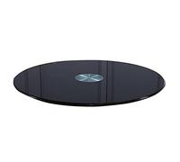Tiiiopkvvv Lazy Susan - Mesa de comedor grande de vidrio templado de 68 a 118 cm, bandeja giratoria redonda de vidrio para cocina, plato de servicio silencioso y estable, color negro (118 cm)