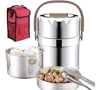 Tiiiopkvvv Lonchera portátil de acero inoxidable 304 con diseño a prueba de fugas, contenedor de alimentos aislado para disfrutar de un almuerzo caliente durante el viaje (color: amarillo Tamaño: 1,6