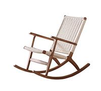 Tiiiopkvvv Mecedora de ratán para el hogar, ocio, balcón, silla mecedora de bastón para adultos, silla reclinable moderna de madera maciza (B)