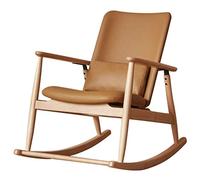 Tiiiopkvvv Mecedora individual de madera maciza con reposabrazos, almohada lumbar, sofá perezoso, mecedora de madera maciza (B)