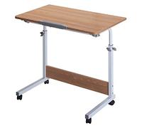 Tiiiopkvvv Mesa auxiliar de altura ajustable para cama, sofá, hospital, enfermería, lectura, comer, escritorio portátil para computadora para sala de estar y dormitorio (color: teca Tamaño: 80 x 50 cm