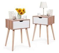 Tiiiopkvvv Mesita de noche genérica para dormitorio, mesa auxiliar medieval con patas de madera maciza, mesita de noche de 2 piezas, gabinete de almacenamiento simple para oficina en casa (color: gris