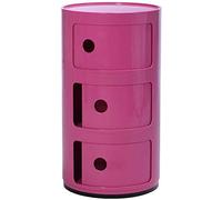 Tiiiopkvvv Mesita de noche genérica para dormitorio, mesa de noche redonda de tres estantes, mesa auxiliar de almacenamiento multicapa, armario lateral multifunción para oficina en casa (color: gris