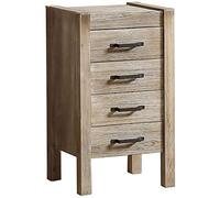 Tiiiopkvvv Mesita de noche genérica para dormitorio, mesita de noche, abeto, vintage, con cuatro cajones, tratamiento de envejecimiento, madera maciza con mango de metal para oficina en casa