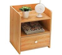 Tiiiopkvvv Mesita de noche genérica para dormitorio, mesita de noche de madera, cama simple, moderna de madera con cajón, dormitorio, pequeño apartamento, mini armario lateral, armario de