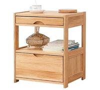 Tiiiopkvvv Mesita de noche genérica para dormitorio, mesita de noche de madera con cajones, multifuncional, pino de 4 niveles, mesa auxiliar de almacenamiento nórdico, muebles de dormitorio para