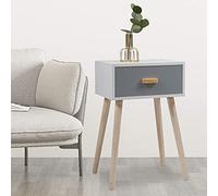 Tiiiopkvvv Mesita de noche genérica para dormitorio, mesita de noche simple, mesa auxiliar con cajones de almacenamiento y patas de madera maciza, muebles para el hogar, mesita de noche para oficina