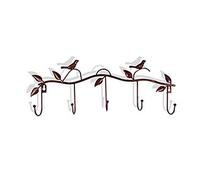 Tiiiopkvvv Perchero montado en la pared con diseño de pájaros de metal y perchero para sombreros multifunción para sala de estar, dormitorio, perchero de hierro forjado, perchero de árbol (color