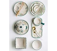 Tiiiopkvvv Plato de cena de cerámica para el hogar, cuenco de sopa de arroz, cuenco cuadrado para ensalada, fideos, fideos, postres, guisos, platos, platos (color: cuenco de 7 pulgadas) (plato de 8
