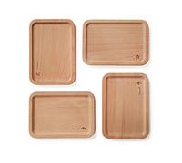 Tiiiopkvvv Plato llano cuadrado de madera, 4 unidades, plato pequeño para estudiantes, plato de desayuno, plato de fruta de madera, plato de postre, plato de ensalada de 6 pulgadas