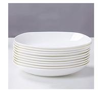 Tiiiopkvvv Plato llano de 10 piezas platos llanos Juego de vajilla de cocina para platos, plato de aperitivo, platos de ensalada y postre, apto para microondas y lavavajillas (blanco) (Tamaño: 7