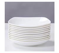 Tiiiopkvvv Plato llano de 10 piezas platos llanos Juego de vajilla de cocina para platos, plato de aperitivo, platos de ensalada y postre, apto para microondas y lavavajillas (blanco) (Tamaño: 7