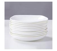 Tiiiopkvvv Plato llano de 10 piezas platos llanos Juego de vajilla de cocina para platos, plato de aperitivo, platos de ensalada y postre, apto para microondas y lavavajillas (blanco) (Tamaño: 7