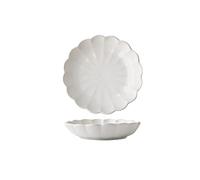 Tiiiopkvvv Plato llano de cerámica de 7 pulgadas para el hogar, platos redondos de porcelana pintada a mano, diseño de pétalos creativos, plato hondo hecho a mano, apto para microondas y lavavajillas