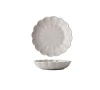 Tiiiopkvvv Plato llano de cerámica de 7 pulgadas para el hogar, platos redondos de porcelana pintada a mano, diseño de pétalos creativos, plato hondo hecho a mano, apto para microondas y lavavajillas