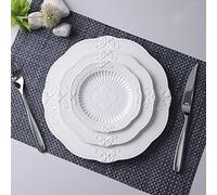 Tiiiopkvvv Plato llano, platos de cena, platos de cena de ensalada, vajilla de cocina familiar, accesorios para el hogar, plato plano (color: 6 pulgadas) (traje de tres piezas)