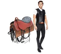 Tiiiopkvvv Protección corporal, protector de espalda, equitación infantil con almohadilla EVA para equipo de protección de equitación, transpirable, ligero (negro M+A) (negro M+B)