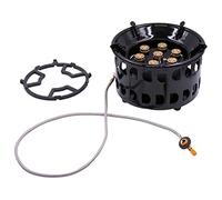 Tiiiopkvvv Quemador de estufa de gas al aire libre de 11800 W, llama azul, 7 agujeros de fuego, quemador de gas, calentador de capa esmaltada ajustable para caravana, camping, coche