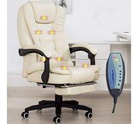 Tiiiopkvvv Silla de masaje con reposapiés, reclinable, ergonómica, vibradora, para oficina (color: color caqui) (color beige)