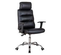 Tiiiopkvvv Silla de oficina de diseño ergonómico, base de metal resistente, cojín de esponja de alta resistencia, respaldo alto, silla de trabajo ejecutiva para computadora, color negro