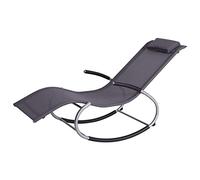 Tiiiopkvvv Silla de salón individual de hierro forjado para siesta informal, silla mecedora al aire libre (color: negro/azul) (negro)