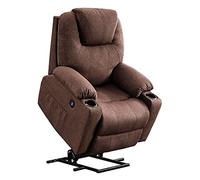 Tiiiopkvvv Silla elevadora eléctrica reclinable eléctrica para ancianos, bolsillos laterales y 2 portavasos, sofá de tela, silla motorizada para sala de estar, color caqui
