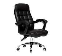 Tiiiopkvvv Sillas de escritorio ergonómicas para oficina en casa, silla ejecutiva de poliuretano con respaldo alto, silla giratoria con soporte lumbar, color negro
