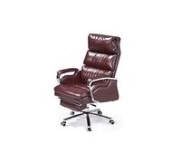 Tiiiopkvvv Sillas de oficina ejecutivas ergonómicas para juegos de computadora, cómodas sillas de respaldo de cuero vacuno con reposapiés, color marrón