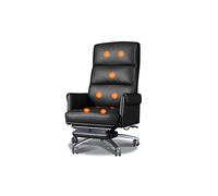 Tiiiopkvvv Sillas ergonómicas para juegos de computadora, sillas ejecutivas con reposapiés y masaje de 7 puntos, cómoda silla de cuero negro