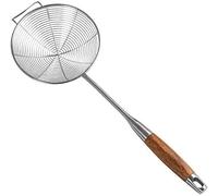 Tiiiopkvvv Skimmer - Cuchara ranurada de acero inoxidable para servir, cuchara profesional con mango de madera resistente al calor, utensilio de cocina, colador de cocina, cucharón de 18.1 pulgadas