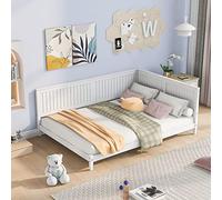 Tiiiopkvvv Sofá cama convertible de madera moderno de tamaño individual con reposabrazos y respaldo, cama versátil e con kit de listones, no necesita somier, 80.8 pulgadas de largo x 42 pulgadas de