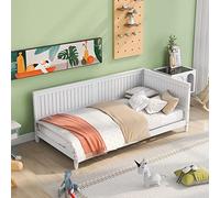 Tiiiopkvvv Sofá cama convertible moderno de madera de tamaño individual con reposabrazos y respaldo, cama versátil e con kit de listones, no necesita somier, 80.8 pulgadas de largo x 42 pulgadas de