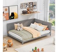 Tiiiopkvvv Sofá cama convertible moderno de madera de tamaño individual con reposabrazos y respaldo, cama versátil e con kit de listones, no necesita somier, 80.8 pulgadas de largo x 42 pulgadas de