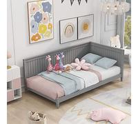 Tiiiopkvvv Sofá cama convertible moderno de madera de tamaño individual con reposabrazos y respaldo, cama versátil e con kit de listones, no necesita somier, 80.8 pulgadas de largo x 42 pulgadas de