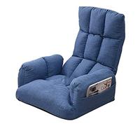 Tiiiopkvvv Sofá chaise lounge plegable para interiores, sofá perezoso, silla plegable acolchada con reposabrazos y bolsillo lateral (color: gris) (azul)