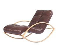 Tiiiopkvvv Sofá individual de cuero, mecedora de metal, sofá perezoso, salón, terraza, sillón reclinable (color: varios colores disponibles) (marrón)