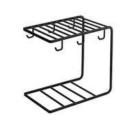 Tiiiopkvvv Soporte de metal para tazas de café con 6 ganchos, estante de almacenamiento, estante de exhibición de secado negro (color: negro)