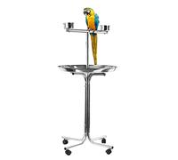 Tiiiopkvvv Soporte para loros de acero inoxidable para loros, soporte de exhibición de disco, guacamayo se utiliza para loros medianos y grandes, canarios, pájaros amorosos, percas de pájaros (tamaño