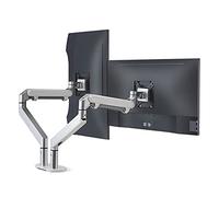 Tiiiopkvvv Soporte para monitor doble de aleación de aluminio, doble brazo de resorte de gas, soporte de escritorio de 17 a 32 pulgadas, soporte de montaje para monitor con abrazadera C, montaje VESA