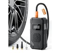 Tiiletzote Compresor de Aire Portátil 10,3Bar/150PSI - Inflador Ruedas Coche con Manómetro, Autodesconexión, Luz LED, Recargable Bomba Electrico para Coches, Motos, Bicicletas, Pelotas, Negro