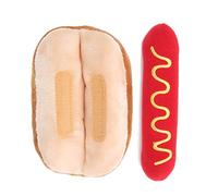 Tiiyee Almohada de Felpa con Forma de Pan de simulación 3D, Almohada de Peluche de Comida Suave, Novedad, Cojines para Perros Calientes, Almohada de Peluche con Comida chatarra Divertida