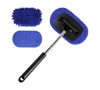 Tiiyee Cepillo Lavar Coche, Limpiacristales Extensible con Cabezal Giratorio 180° y Mango Telescópico Herramientas De Limpieza De Parabrisas De Coche para Limpiar Parabrisas Ventanas Azul