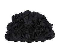 Tiiyee Gorro de baño Flores Vintage, Gorros Natacion Pétalos Sombrero Elegante para Mujer y Muchaschas Natación Elástico Ajustable con Diseño Pétalo Vintage natación Cabello Largo Mantener(Negro)