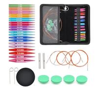 Tiiyee Juego de Agujas Circulares Intercambiables, 12 Pares de Agujas de Tejer de Aluminio 3-8 mm Agujas Circulare con 4 Cables Accesorios Kit de Aguja de Punto para Aficionados Principiantes Tejido