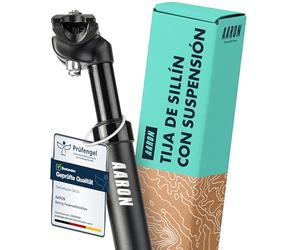 Tija de sillín Aaron Spring con suspensión de 30,6 o 31,6 mm de diámetro, Aluminio con Muelle de 350 mm de Longitud, para Bicicleta eléctrica, MTB, Trekking Citybike etc. Negro