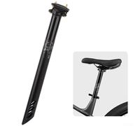 Tija de sillín de bicicleta de aluminio de 380 mm con ajuste de dos pernos y montaje estándar de riel de 7 mm para bicicletas de carretera y cercanías (negro)