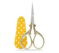 Tijera Bordar Pequeñas Artesanías para Coser Hilos, Tijeras de Acero Inoxidable Recortadas a Mano, 1 funda de Tijeras de cuero Falso (Oro)