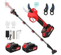 Tijera de podar eléctrica de 45MM, con pértiga telescópica de 2 m, 2 baterías de 2,0 Ah, pantalla muestra potencia de la batería y número de cortes, apta para podar ramas altas